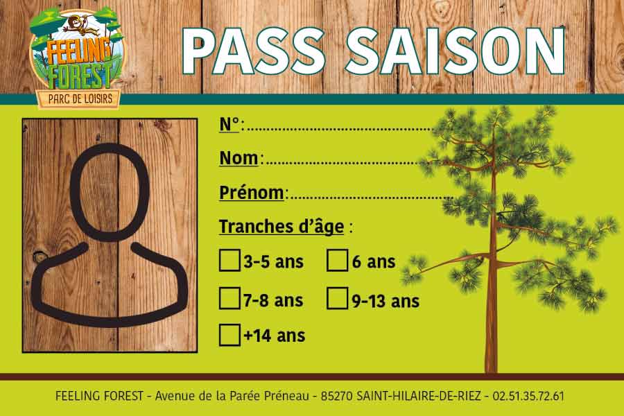 PASS SAISON 2022 Feeling Forest parc aventure vendée